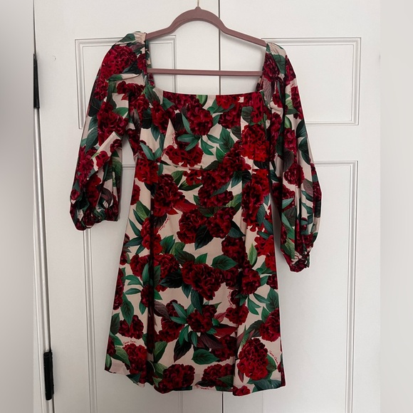 Cara Cara Floral Red and Green dress - Picture 1 of 7